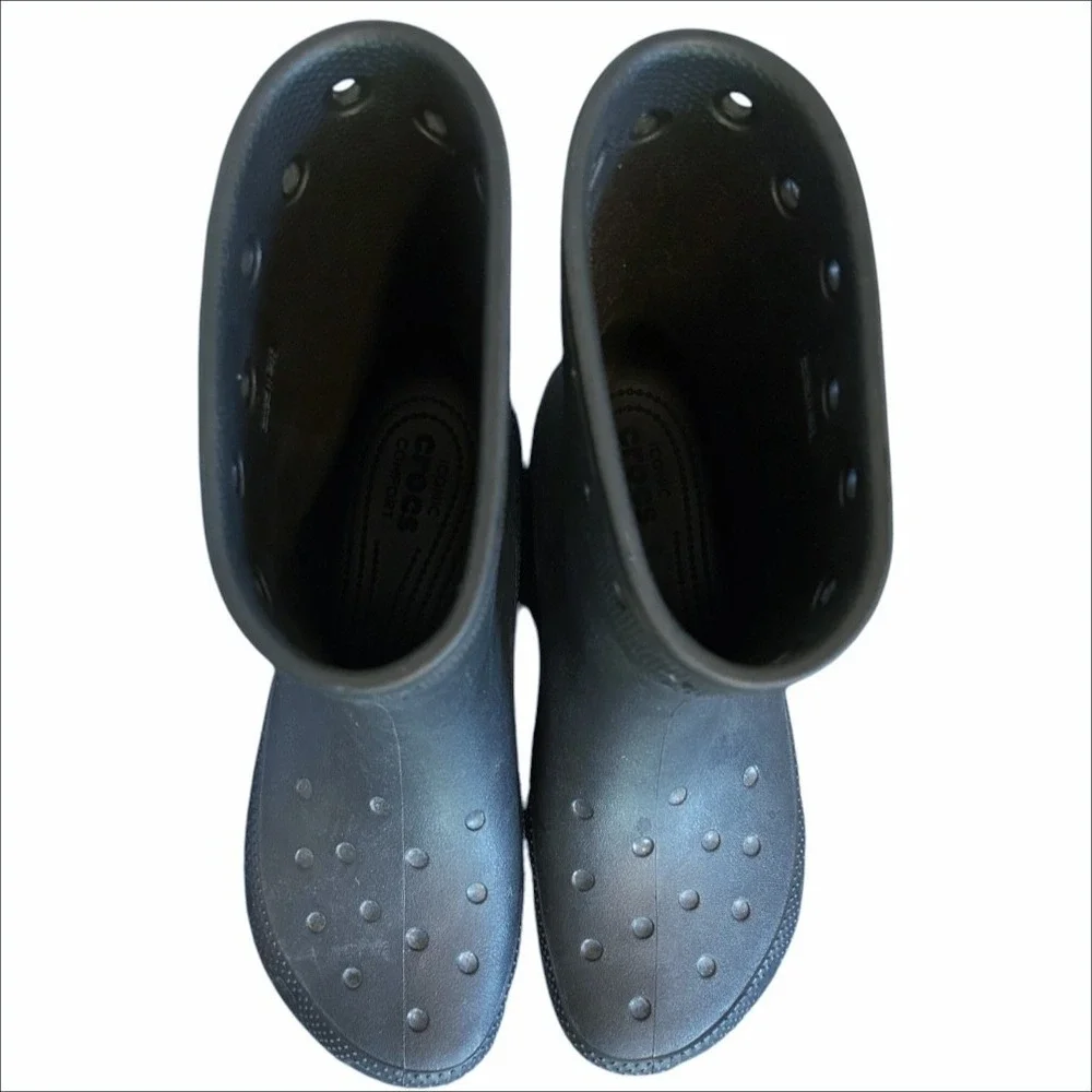 Crocs Classic Boot Men 10 Women 12 Black Gray Waterproof Rain Garden Lightweight